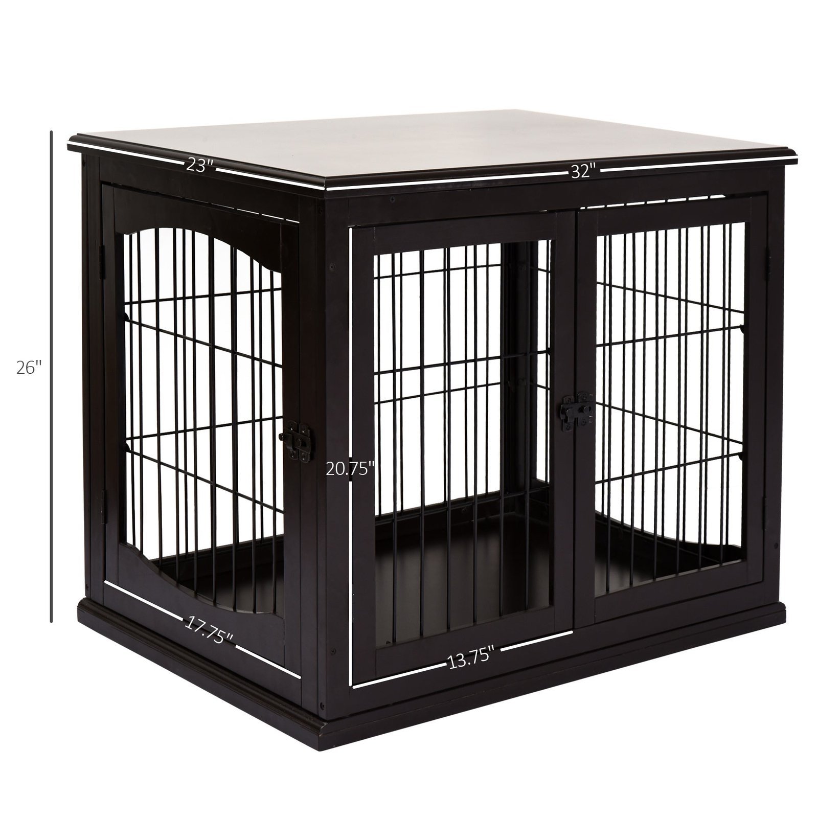 26'' Decorative Dog Cage Wooden Pet Crate Kennel with Double Door Entrance & a Simple Modern Design - Image 3