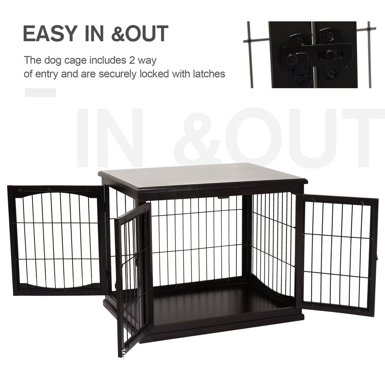 26'' Decorative Dog Cage Wooden Pet Crate Kennel with Double Door Entrance & a Simple Modern Design - Image 6